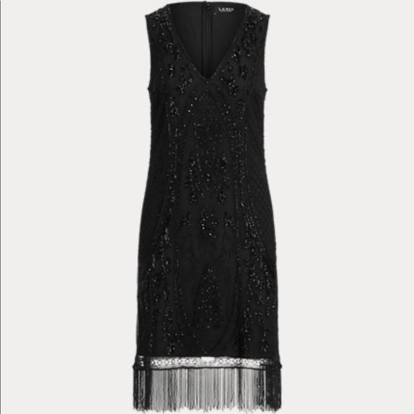 Ralph Lauren Black Label Beaded Sleeveless Cocktail Dress Black Size 6 - Picture 2 of 13
